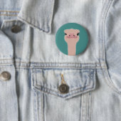 Ostrich grappig gezicht ronde button 5,7 cm (In situ)