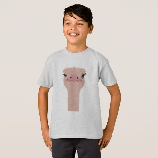 Ostrich grappig gezicht t-shirt (Voorkant volledig)