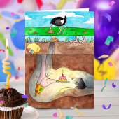 Ostrich Happy Birthday wenskaart van N. Janes Kaart
