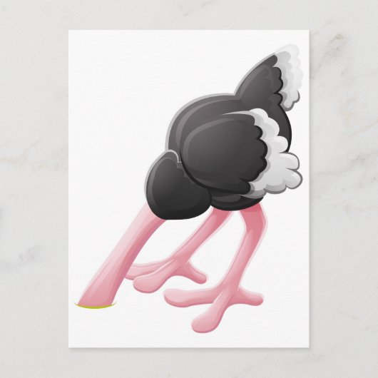Ostrich Head Buried Cartoon Character Briefkaart (Voorkant)
