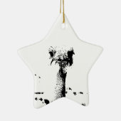 Ostrich Head in Pen en Ink Keramisch Ornament (Rechts)