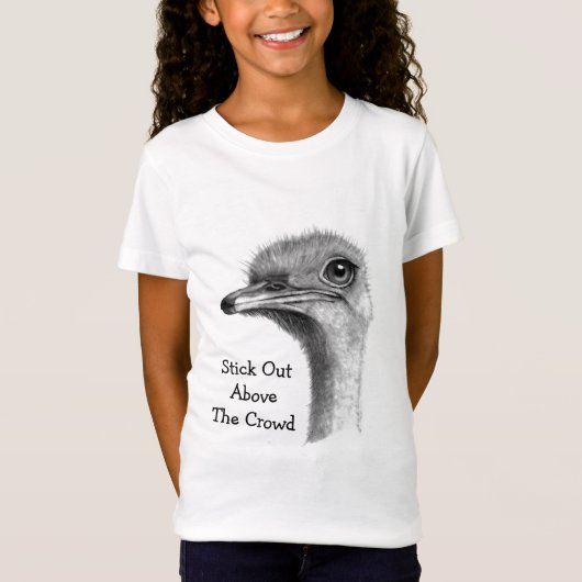 OSTRICH in PENCIL, aankruisen boven de kruid T-shirt (Voorkant)