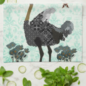 Ostrich Misty Blue Day Kitchen Towel Theedoek (Gevouwen)