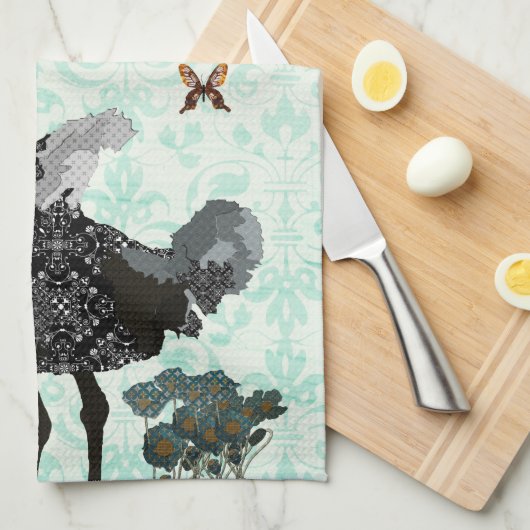 Ostrich Misty Blue Day Kitchen Towel Theedoek (Quarter Fold)