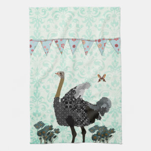 Ostrich Misty Blue Day Kitchen Towel Theedoek