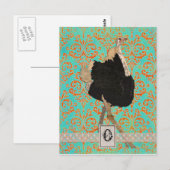  Ostrich Monogram Briefkaart (Voorkant / Achterkant)