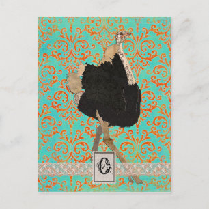  Ostrich Monogram Briefkaart