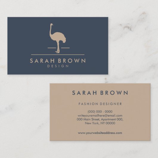 Ostrich Navy Visitekaartje (Voorkant / Achterkant)