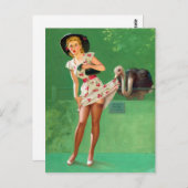 Ostrich Pin Up Briefkaart (Voorkant / Achterkant)