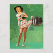 Ostrich Pin Up Briefkaart (Voorkant)
