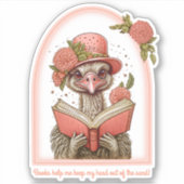 Ostrich Reading a Book Custom-Cut Vinyl Sticker (Voorkant)