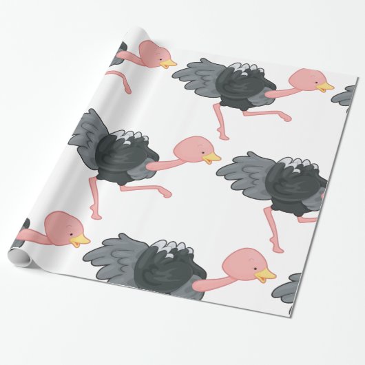 Ostrich Running Cadeaupapier (Uitgerold)