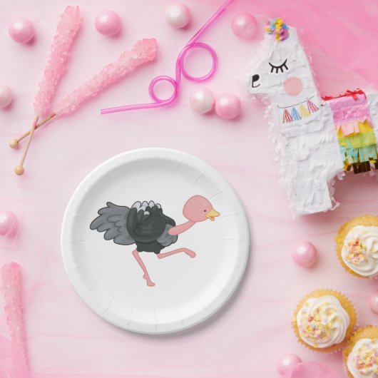 Ostrich Running Papieren Bordje (Feest)