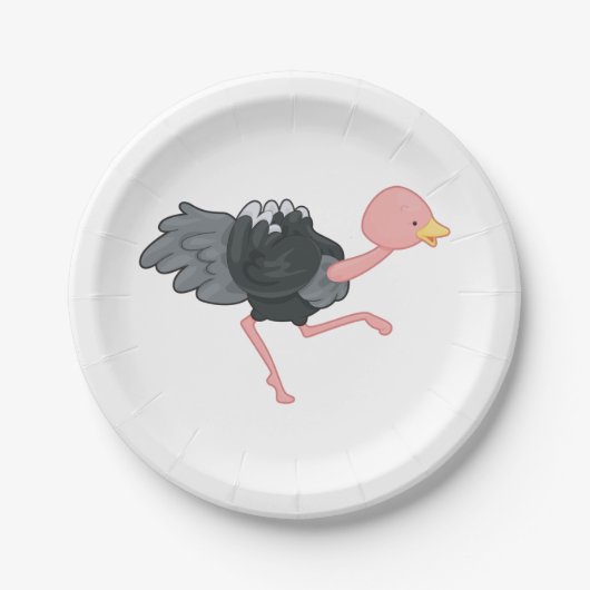 Ostrich Running Papieren Bordje (Voorkant)