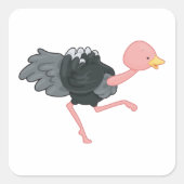Ostrich Running Vierkante Sticker (Voorkant)