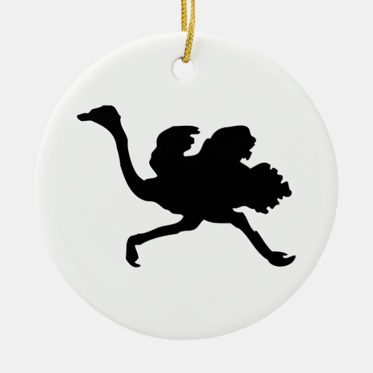 Ostrich Silhouette Keramisch Ornament (Voorkant)