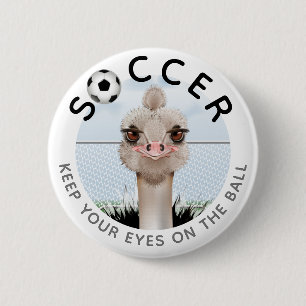 Ostrich Soccer Player Inspirerend Ronde Button 5,7 Cm