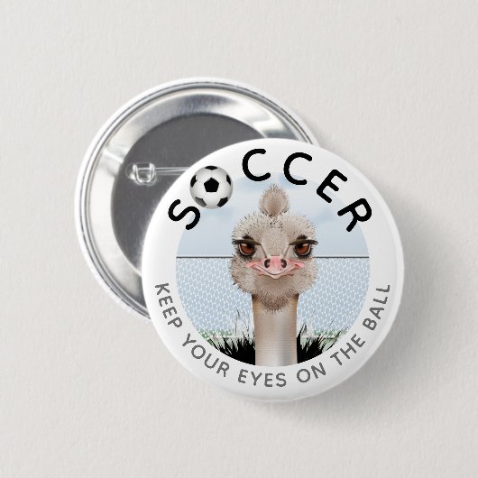 Ostrich Soccer Player Inspirerend Ronde Button 5,7 Cm (Voorkant /achterkant)