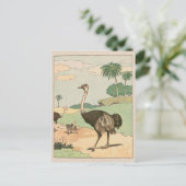 Ostrich Storybook Tekening Briefkaart (Staand voorkant)