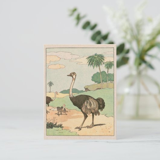 Ostrich Storybook Tekening Briefkaart (Staand voorkant)