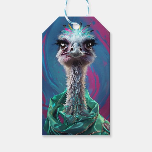 Ostrich themed  cadeaulabel (Voorkant)