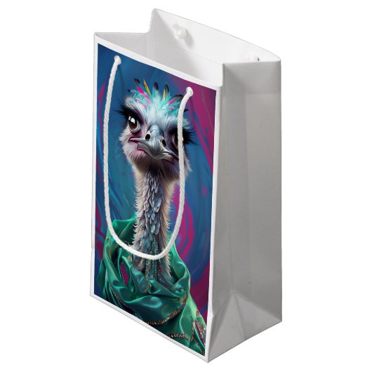Ostrich themed  klein cadeauzakje (Voorkant Gekanteld)