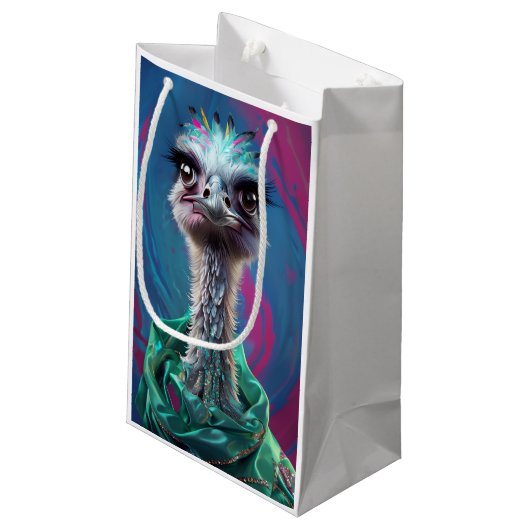 Ostrich themed  klein cadeauzakje (Achterkant Gekanteld)