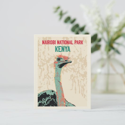Ostrich uit Kenia, Nationaal Park Nairobi Briefkaart (Staand voorkant)