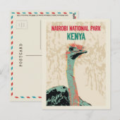 Ostrich uit Kenia, Nationaal Park Nairobi Briefkaart (Voorkant / Achterkant)