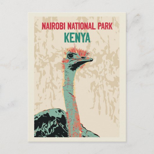 Ostrich uit Kenia, Nationaal Park Nairobi Briefkaart (Voorkant)