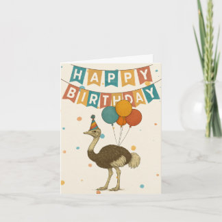 Ostrich Verjaardag Kaart – Fun Party Animal
