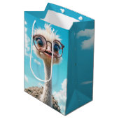 Ostrich-verjaardag Medium Cadeauzakje (Voorkant Gekanteld)