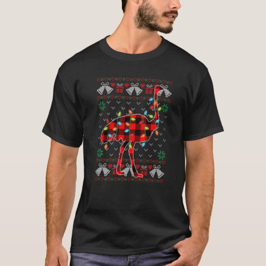 Ostrich Xmas licht lustig kerstmeisje T-shirt (Voorkant)