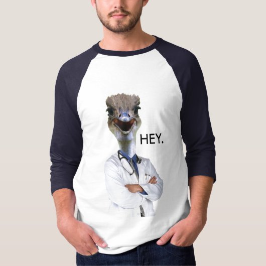 Ostrich zegt Hey! T-shirt (Voorkant)
