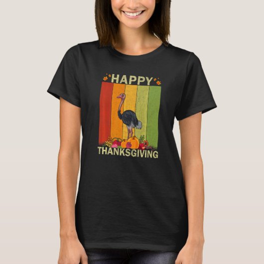 Ostriches Retro Graphic Family Matching Thanksgiv T-shirt (Voorkant)