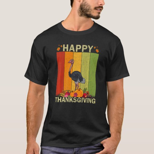 Ostriches Retro Graphic Family Matching Thanksgiv T-shirt (Voorkant)