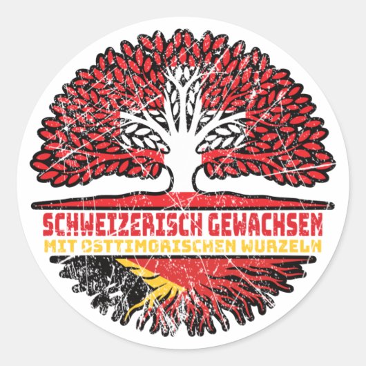 Osttimor Osttimorisch Schweizer Schweiz Baum Ronde Sticker (Voorkant)