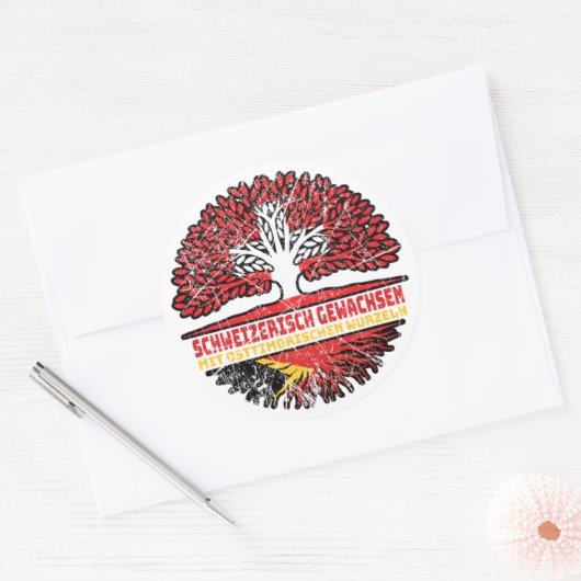 Osttimor Osttimorisch Schweizer Schweiz Baum Ronde Sticker (Envelop)