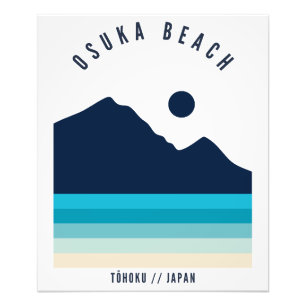 Osuka Beach Tohoku Japan Retro Vintage Foto Afdruk