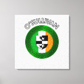 O'Sullivan Crest & Celtic Knot op Shamrock Canvas (Voorkant)