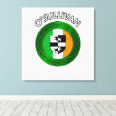 O'Sullivan Crest & Celtic Knot op Shamrock Canvas (Insitu (Houten vloer))