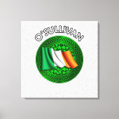 O'Sullivan Crest & Celtic Knot op Shamrock Canvas Afdruk (Voorkant)