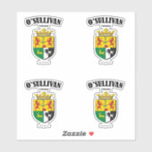 O'Sullivan Crest Ierse vertaling & betekenis (x4) Sticker (Vel)