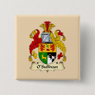 O'Sullivan Familie Wapenschild Knop  Vierkante Button 5,1 Cm