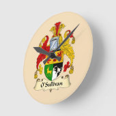 O'Sullivan Family Coat of Arms Round Clock Ronde Klok (Hoek)