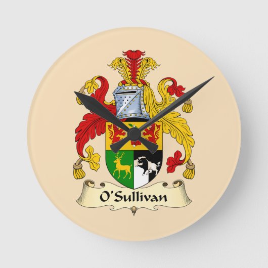 O'Sullivan Family Coat of Arms Round Clock Ronde Klok (Voorkant)