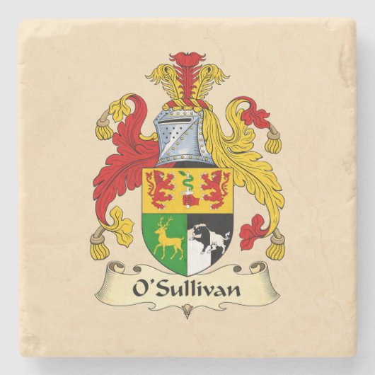 O'Sullivan Family Coat of Arms Stone Coaster  Stenen Onderzetter (Voorkant)