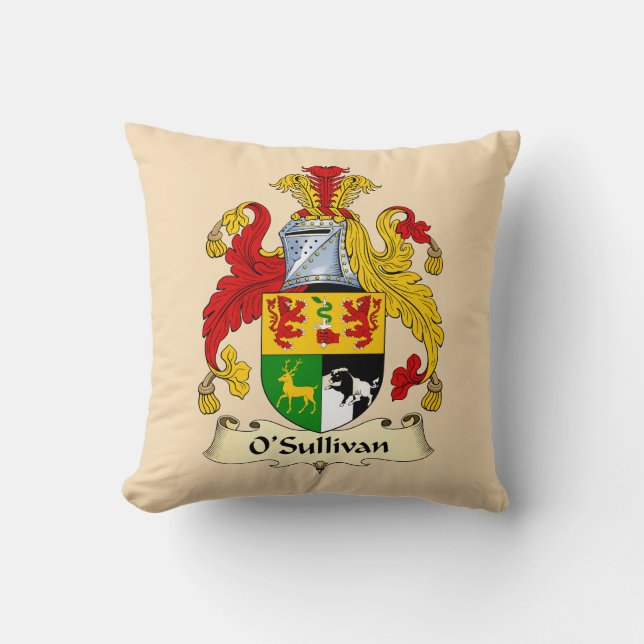 O'Sullivan Family Coat of Arms Throw Pillow Kussen (Voorkant)