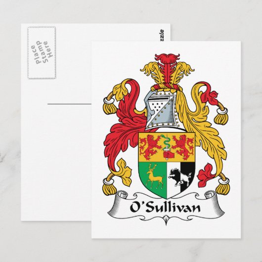 O'Sullivan Family Crest Briefkaart (Voorkant / Achterkant)