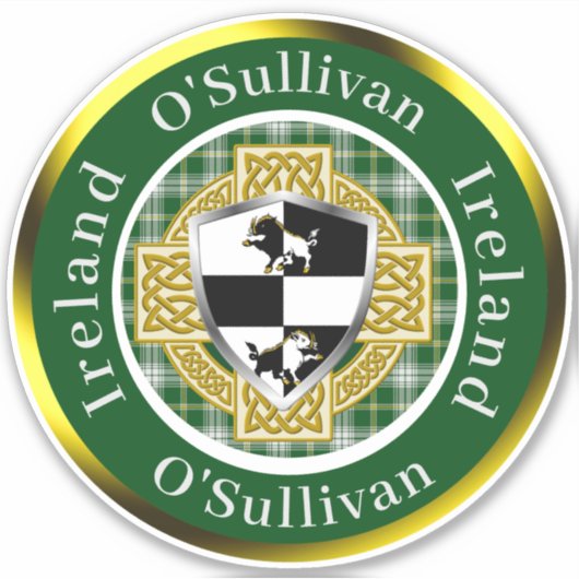 O'Sullivan Ierse Schild/Keltisch Kruis Persoonlijk Sticker (Voorkant)